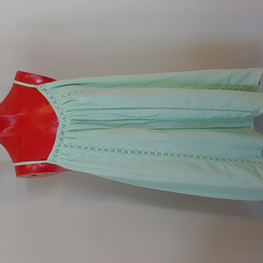 Bohemian Mint Green Embroidered Camisole Dress, Medium, NWT